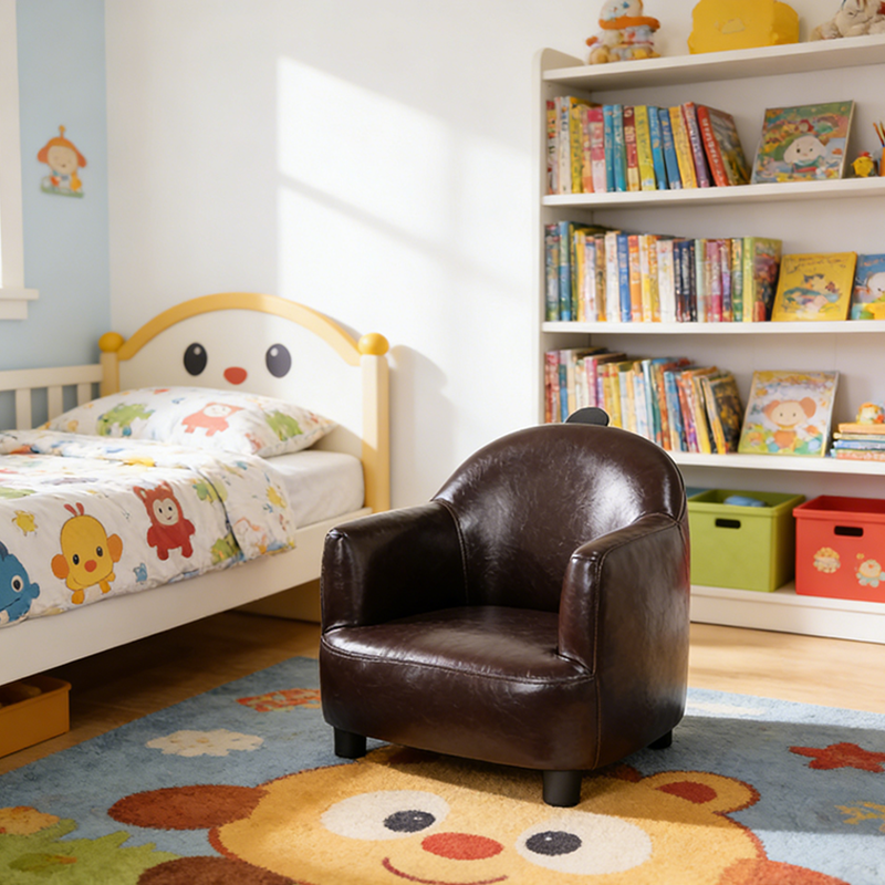 Lumendat Contemporary Creative Dinosaur-Shaped PU Leather Solid Wood Kids Accent Chair Backrest Armrest For Living Room Lumendat