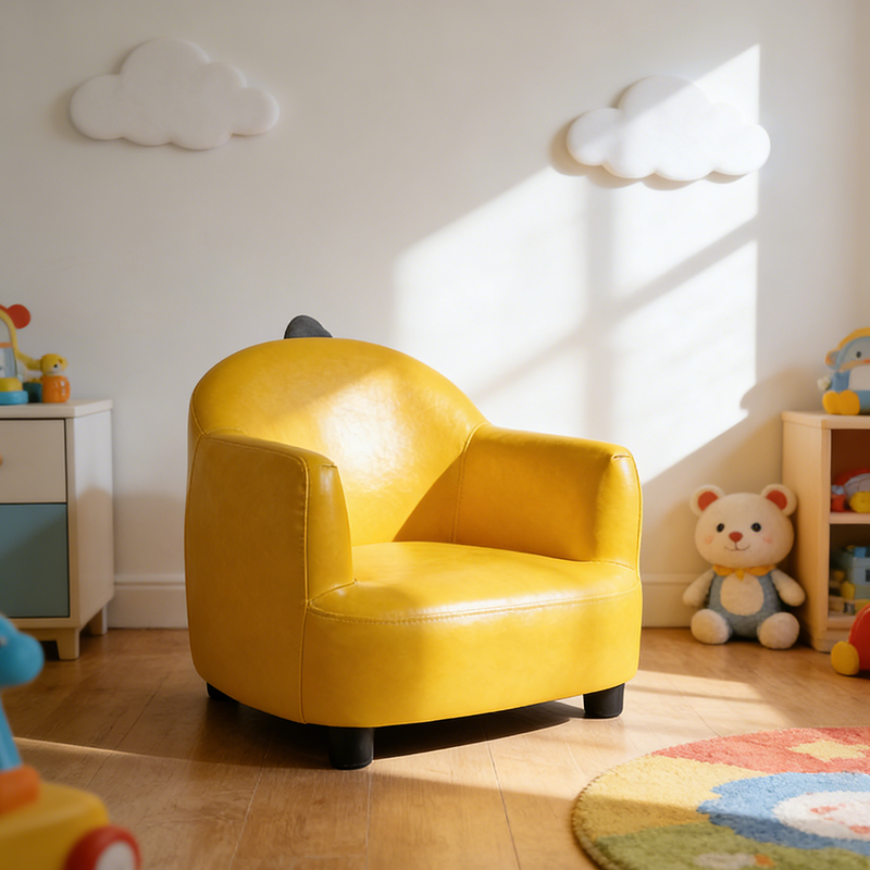 Lumendat Contemporary Creative Dinosaur-Shaped PU Leather Solid Wood Kids Accent Chair Backrest Armrest For Living Room Lumendat