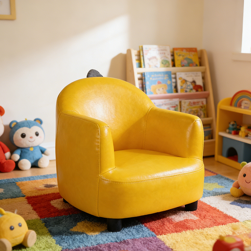 Lumendat Contemporary Creative Dinosaur-Shaped PU Leather Solid Wood Kids Accent Chair Backrest Armrest For Living Room Lumendat