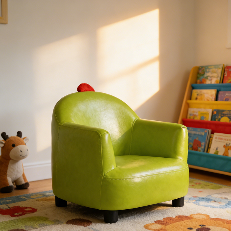 Lumendat Contemporary Creative Dinosaur-Shaped PU Leather Solid Wood Kids Accent Chair Backrest Armrest For Living Room Lumendat