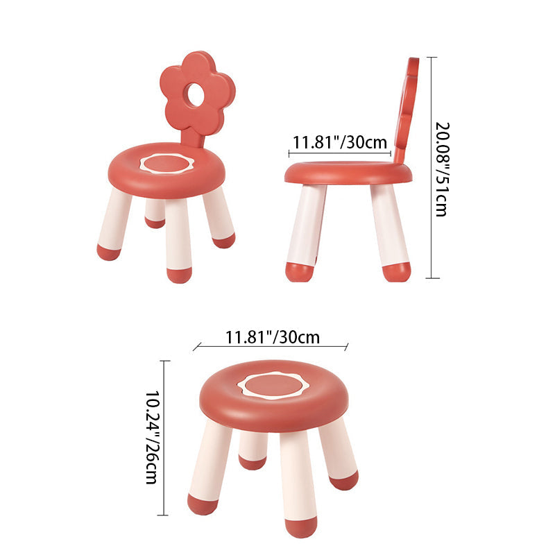 Lumendat Contemporary Creative Kids Flower-Shaped PP Low Stool Backrest Armless For Living Room Lumendat