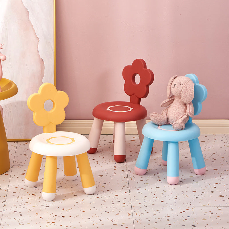 Lumendat Contemporary Creative Kids Flower-Shaped PP Low Stool Backrest Armless For Living Room Lumendat