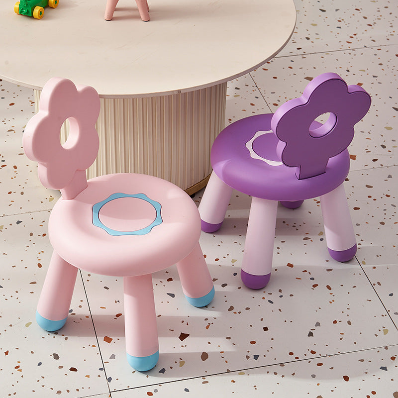 Lumendat Contemporary Creative Kids Flower-Shaped PP Low Stool Backrest Armless For Living Room Lumendat