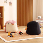 Lumendat Contemporary Creative Kids Penguin Velvet Plywood Low Stool For Living Room Lumendat