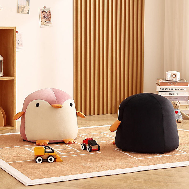 Lumendat Contemporary Creative Kids Penguin Velvet Plywood Low Stool For Living Room Lumendat