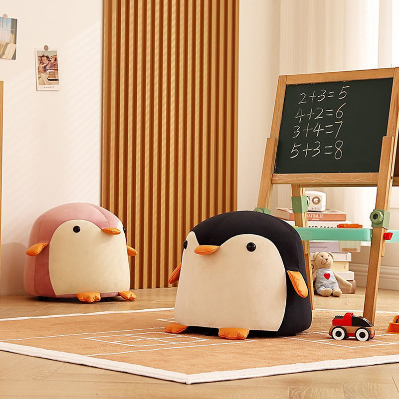 Lumendat Contemporary Creative Kids Penguin Velvet Plywood Low Stool For Living Room Lumendat