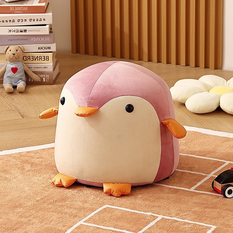 Lumendat Contemporary Creative Kids Penguin Velvet Plywood Low Stool For Living Room Lumendat