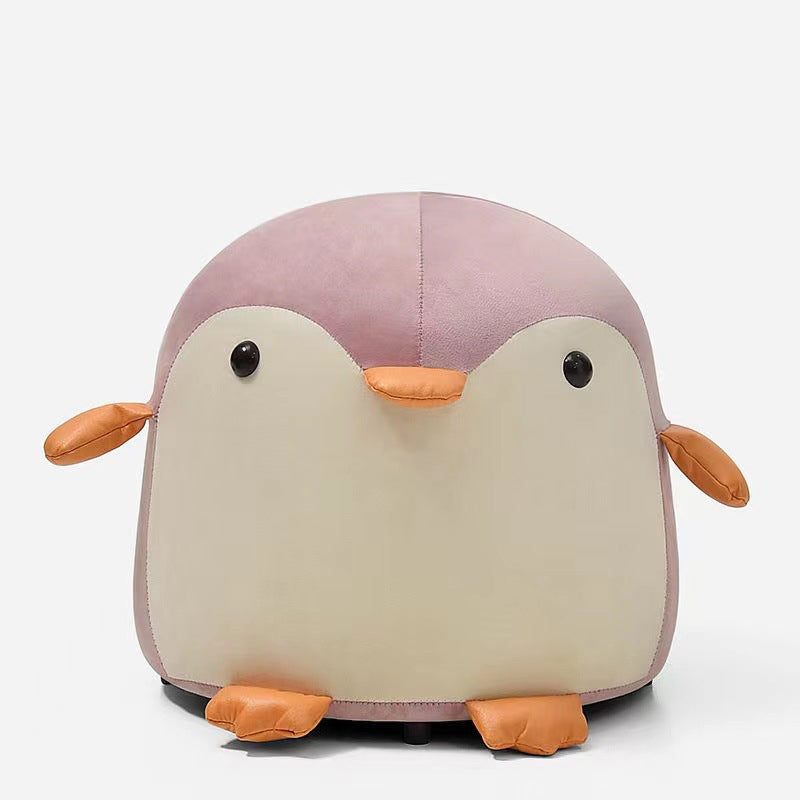 Lumendat Contemporary Creative Kids Penguin Velvet Plywood Low Stool For Living Room Lumendat