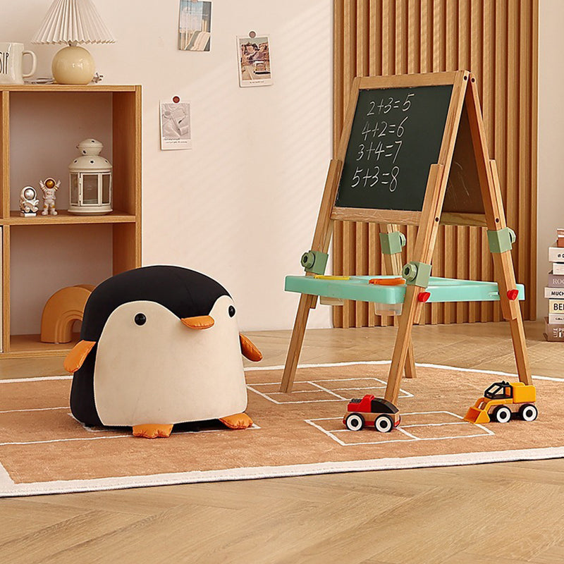 Lumendat Contemporary Creative Kids Penguin Velvet Plywood Low Stool For Living Room Lumendat