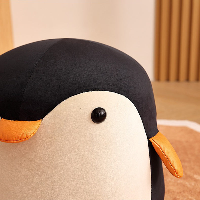 Lumendat Contemporary Creative Kids Penguin Velvet Plywood Low Stool For Living Room Lumendat