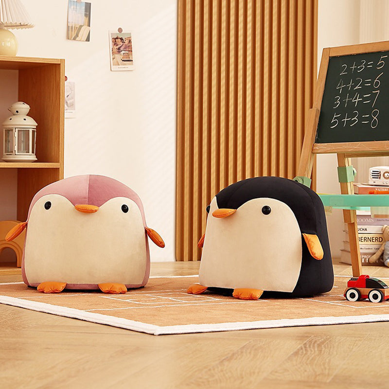 Lumendat Contemporary Creative Kids Penguin Velvet Plywood Low Stool For Living Room Lumendat