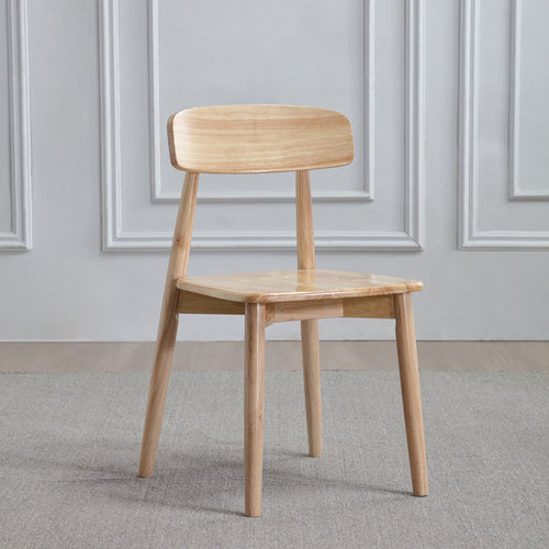 Contemporary Scandinavian Square Rubberwood Solid Wood Backrest Dining Chair For Dining Room
