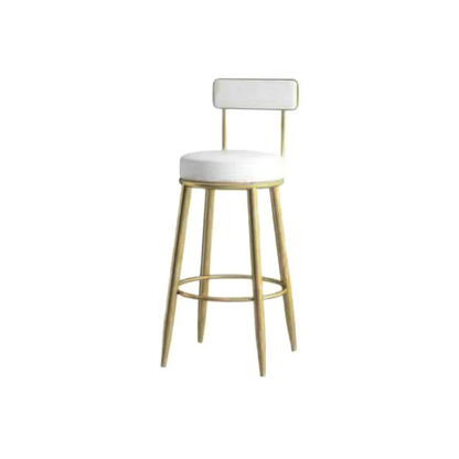 Contemporary Nordic Round PU Leather Microfiber Leather Genuine Leather Better Material Genuine Leather Upholstered Iron Bar Stool Backrest Footrest For Dining Room