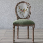 Traditional European Curved Distressed Wooden Frame Velvet Fabric Dining Chair Round Back For Dining Room DFM-F