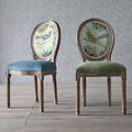 Traditional European Curved Distressed Wooden Frame Velvet Fabric Dining Chair Round Back For Dining Room DFM-F
