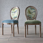 Traditional European Curved Distressed Wooden Frame Velvet Fabric Dining Chair Round Back For Dining Room DFM-F