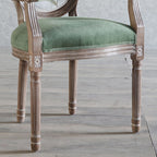 Traditional European Curved Distressed Wooden Frame Velvet Fabric Dining Chair Round Back For Dining Room DFM-F