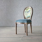 Traditional European Curved Distressed Wooden Frame Velvet Fabric Dining Chair Round Back For Dining Room DFM-F