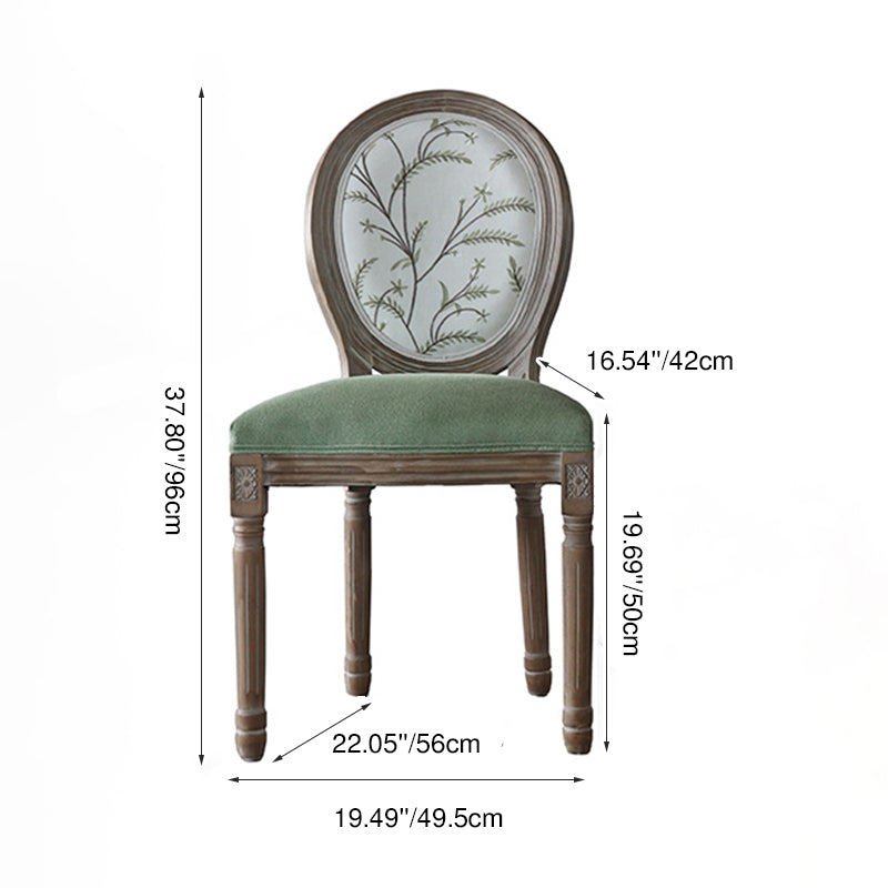 Traditional European Curved Distressed Wooden Frame Velvet Fabric Dining Chair Round Back For Dining Room DFM-F