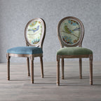 Traditional European Curved Distressed Wooden Frame Velvet Fabric Dining Chair Round Back For Dining Room DFM-F