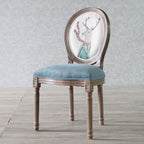 Traditional European Curved Distressed Wooden Frame Velvet Fabric Dining Chair Round Back For Dining Room DFM-F