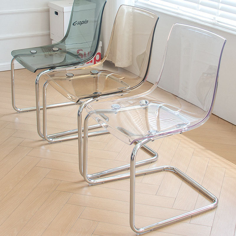 Modern Minimalist Curved Plastic Steel Dining Chair Backrest For Dining Room DFM-F