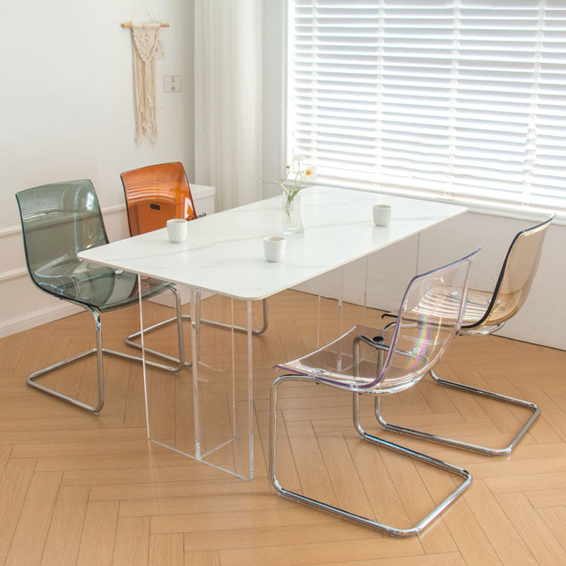 Modern Minimalist Curved Plastic Steel Dining Chair Backrest For Dining Room DFM-F