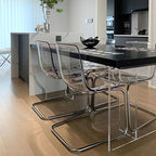 Modern Minimalist Curved Plastic Steel Dining Chair Backrest For Dining Room DFM-F