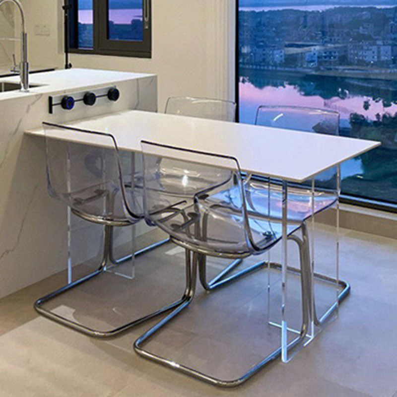 Modern Minimalist Curved Plastic Steel Dining Chair Backrest For Dining Room DFM-F