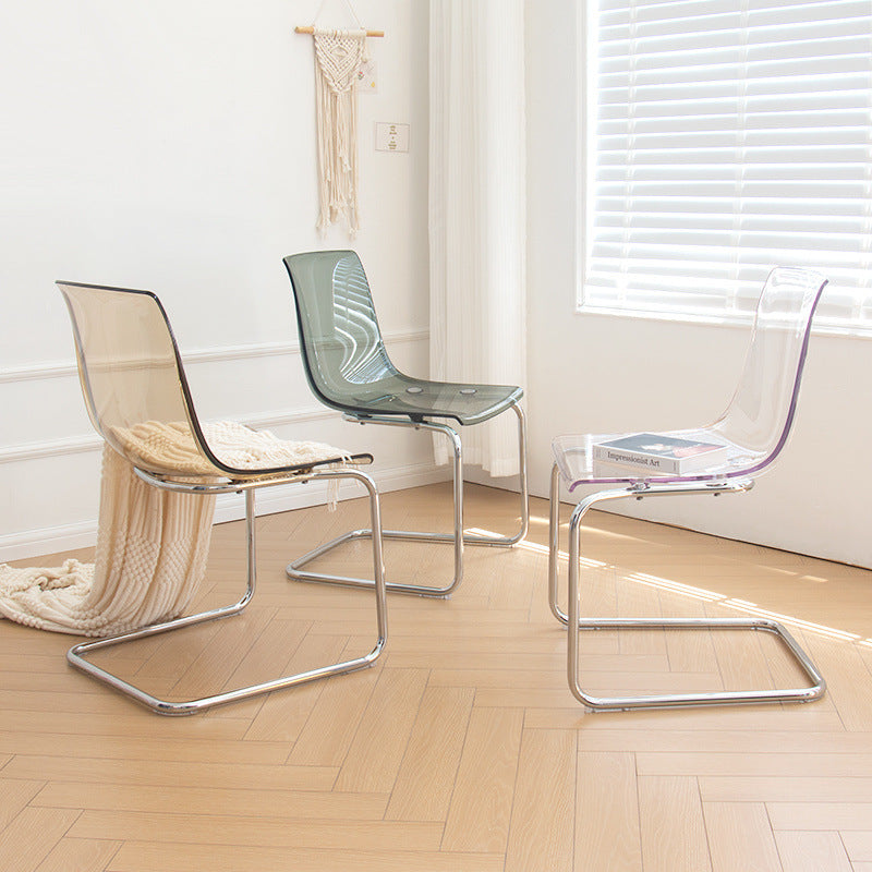 Modern Minimalist Curved Plastic Steel Dining Chair Backrest For Dining Room DFM-F