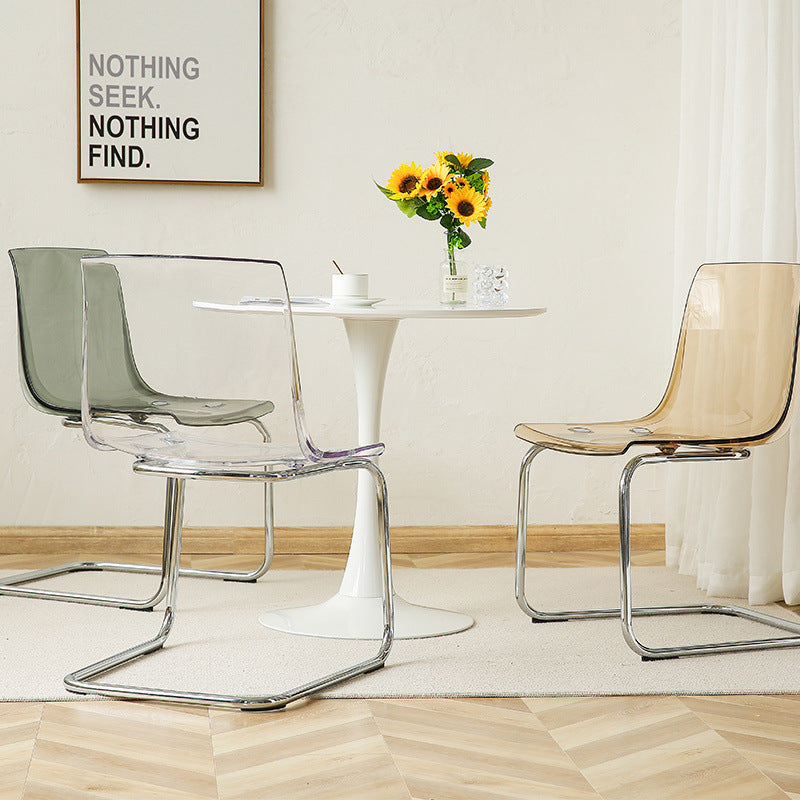 Modern Minimalist Curved Plastic Steel Dining Chair Backrest For Dining Room DFM-F