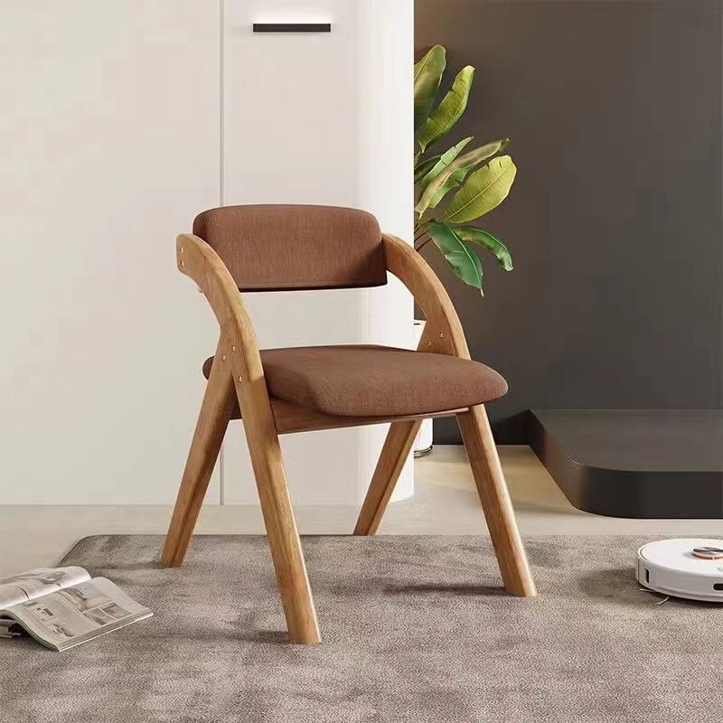 Modern Minimalist Square Cushion Solid Wood Fabric Sponge Dining Chair Foldable Backrest Armrest For Dining Room DFM-F