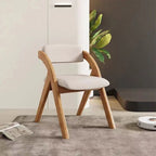 Modern Minimalist Square Cushion Solid Wood Fabric Sponge Dining Chair Foldable Backrest Armrest For Dining Room DFM-F