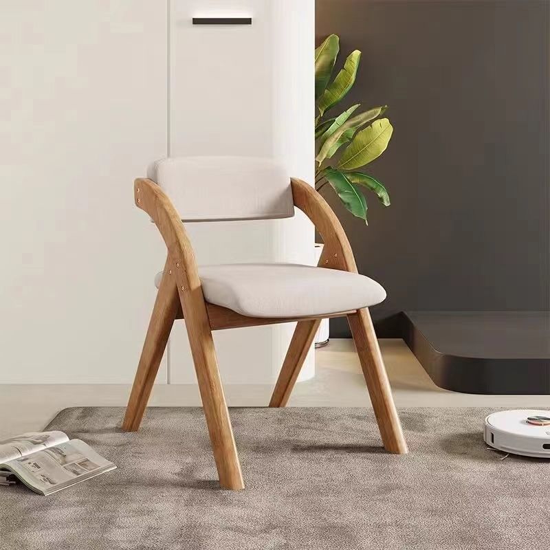 Modern Minimalist Square Cushion Solid Wood Fabric Sponge Dining Chair Foldable Backrest Armrest For Dining Room DFM-F