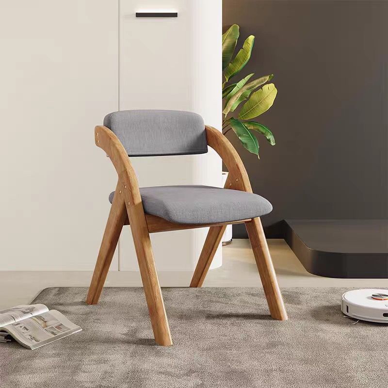 Modern Minimalist Square Cushion Solid Wood Fabric Sponge Dining Chair Foldable Backrest Armrest For Dining Room DFM-F
