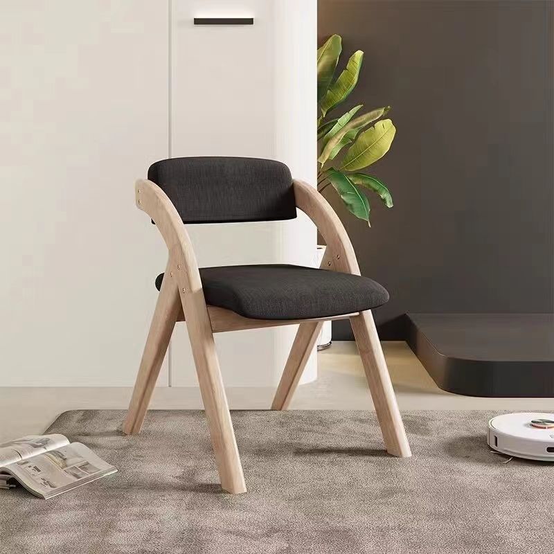 Modern Minimalist Square Cushion Solid Wood Fabric Sponge Dining Chair Foldable Backrest Armrest For Dining Room DFM-F