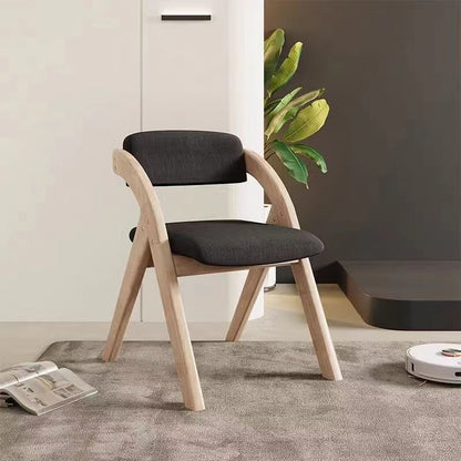 Modern Minimalist Square Cushion Solid Wood Fabric Sponge Dining Chair Foldable Backrest Armrest For Dining Room