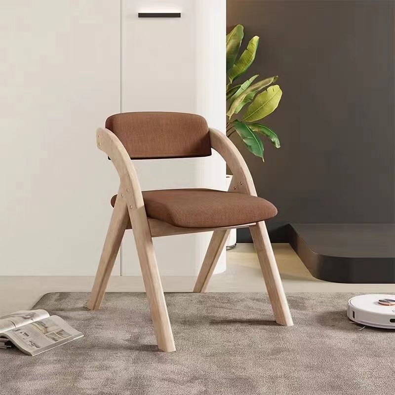 Modern Minimalist Square Cushion Solid Wood Fabric Sponge Dining Chair Foldable Backrest Armrest For Dining Room DFM-F