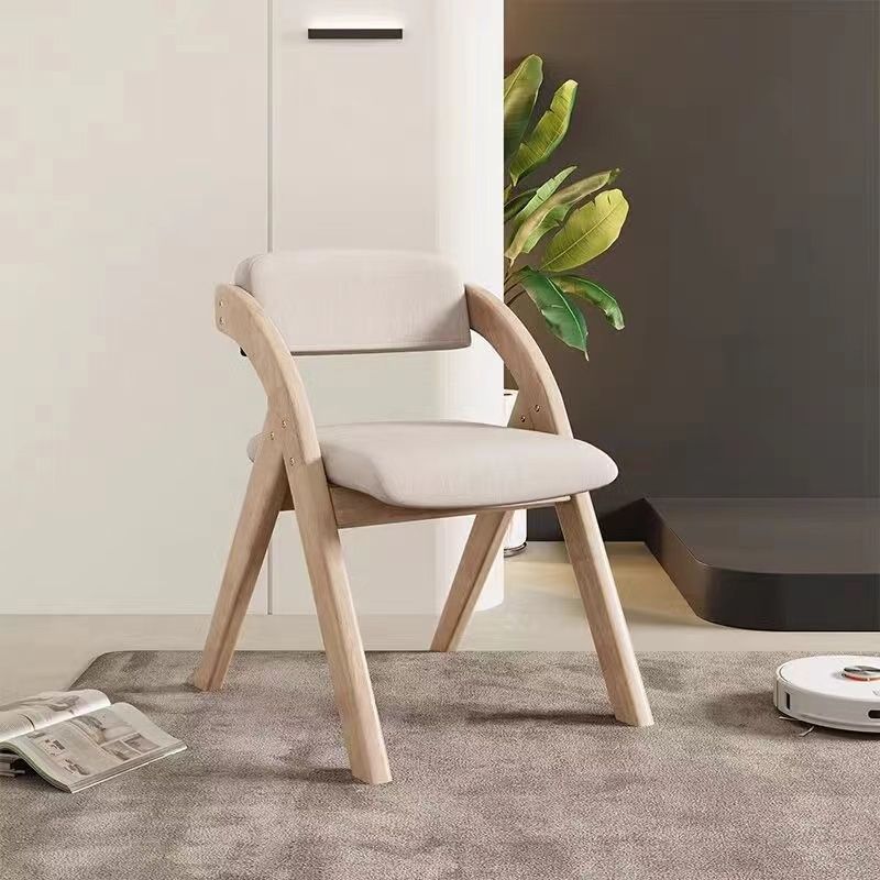 Modern Minimalist Square Cushion Solid Wood Fabric Sponge Dining Chair Foldable Backrest Armrest For Dining Room DFM-F