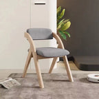 Modern Minimalist Square Cushion Solid Wood Fabric Sponge Dining Chair Foldable Backrest Armrest For Dining Room DFM-F