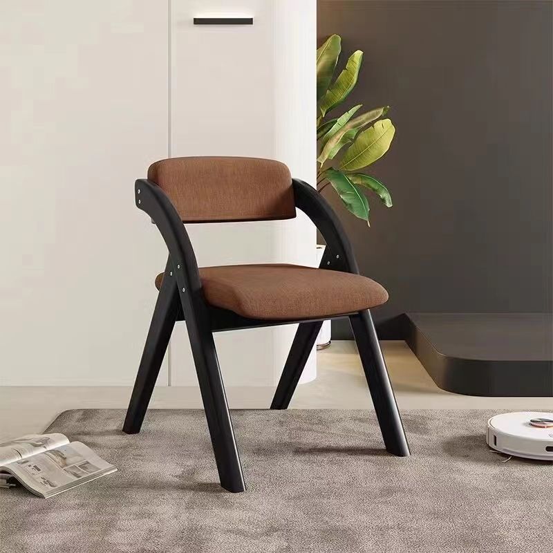 Modern Minimalist Square Cushion Solid Wood Fabric Sponge Dining Chair Foldable Backrest Armrest For Dining Room DFM-F