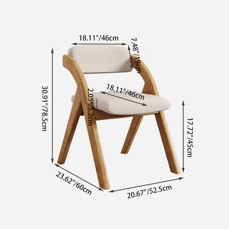 Modern Minimalist Square Cushion Solid Wood Fabric Sponge Dining Chair Foldable Backrest Armrest For Dining Room DFM-F