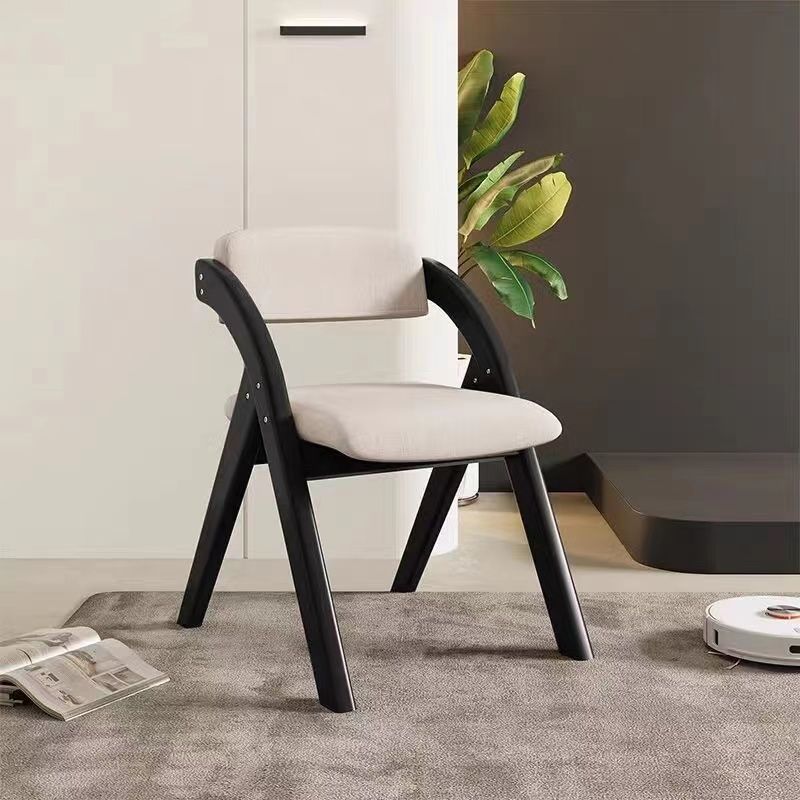 Modern Minimalist Square Cushion Solid Wood Fabric Sponge Dining Chair Foldable Backrest Armrest For Dining Room DFM-F