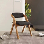 Modern Minimalist Square Cushion Solid Wood Fabric Sponge Dining Chair Foldable Backrest Armrest For Dining Room DFM-F
