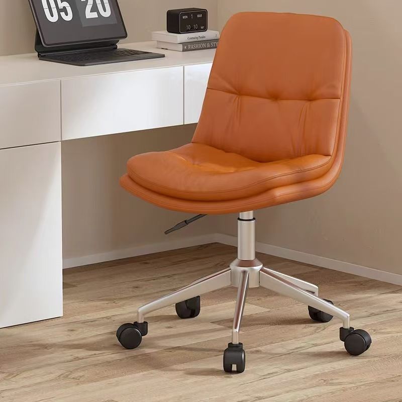 Modern Minimalist PU Leather Sponge Steel Base Square Desk Chair Adjustable Backrest Armless Swivel For Home Office DFM-F