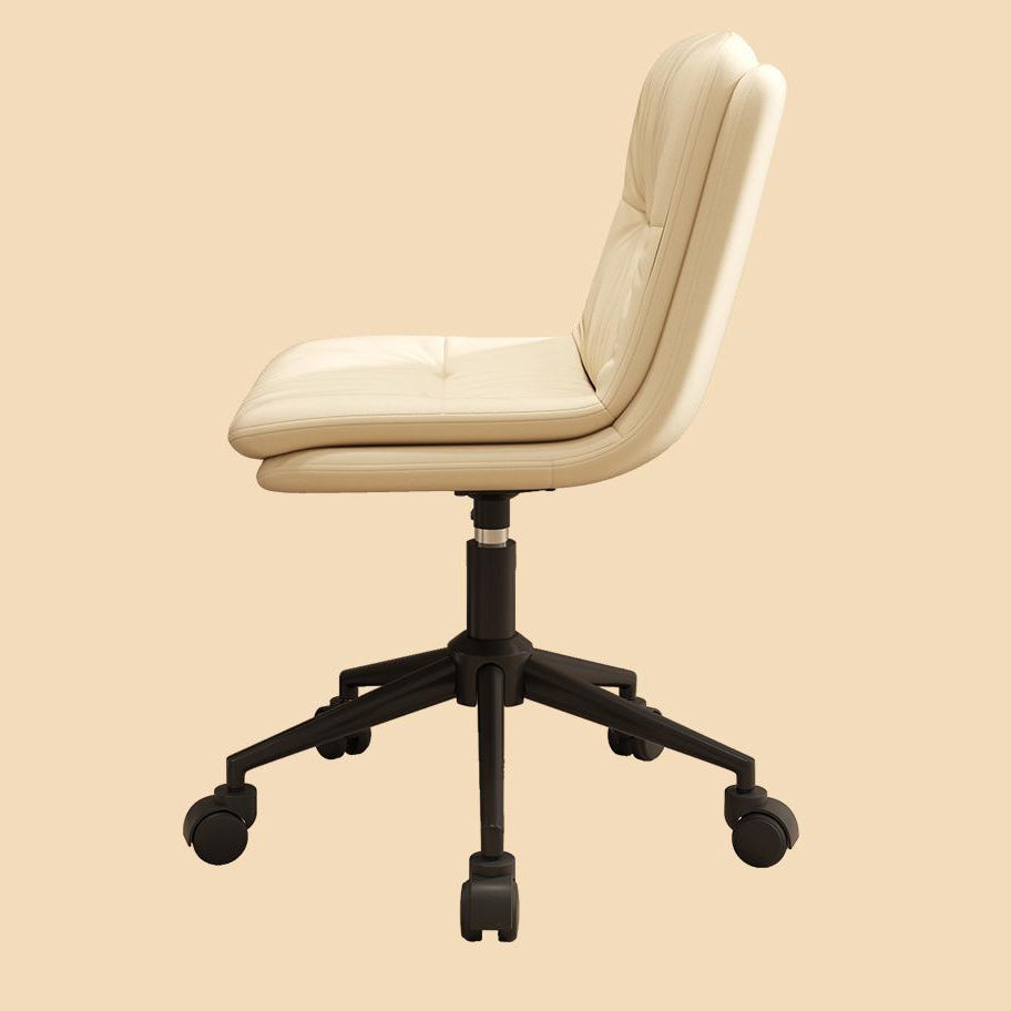 Modern Minimalist PU Leather Sponge Steel Base Square Desk Chair Adjustable Backrest Armless Swivel For Home Office DFM-F