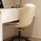 Modern Minimalist PU Leather Sponge Steel Base Square Desk Chair Adjustable Backrest Armless Swivel For Home Office DFM-F