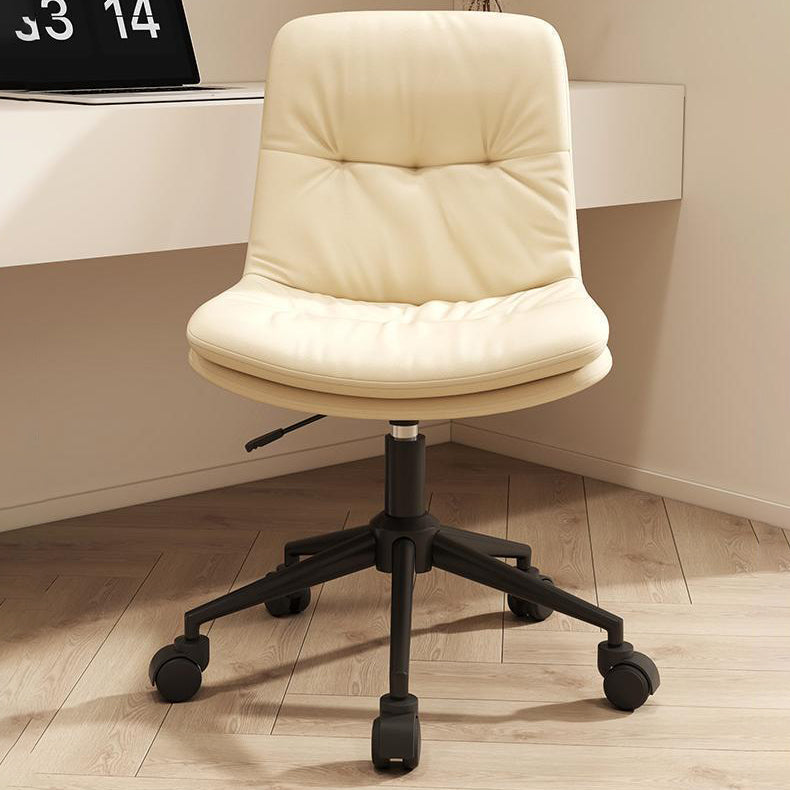 Modern Minimalist PU Leather Sponge Steel Base Square Desk Chair Adjustable Backrest Armless Swivel For Home Office DFM-F