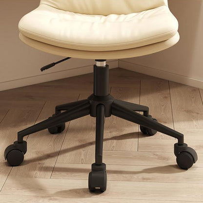 Modern Minimalist PU Leather Sponge Steel Base Square Desk Chair Adjustable Backrest Armless Swivel For Home Office