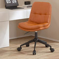 Modern Minimalist PU Leather Sponge Steel Base Square Desk Chair Adjustable Backrest Armless Swivel For Home Office DFM-F